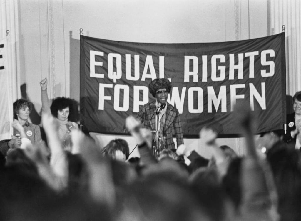 Portrait of Shirley Chisholm, the first Black woman elected to Congress in 1968. In 1972, she became the first woman and first Black person from a major party to run for president.