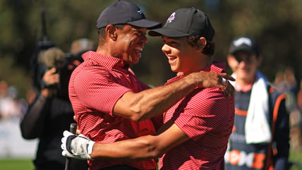 Tiger Woods celebrates 15-year-old son Charlie’s first tournament hole-in-one