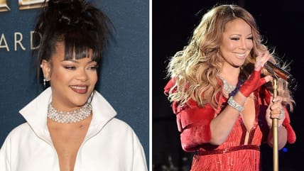 Rihanna gets Mariah Carey to sign her boob during the grand finale holiday tour: “My man made me do this!”