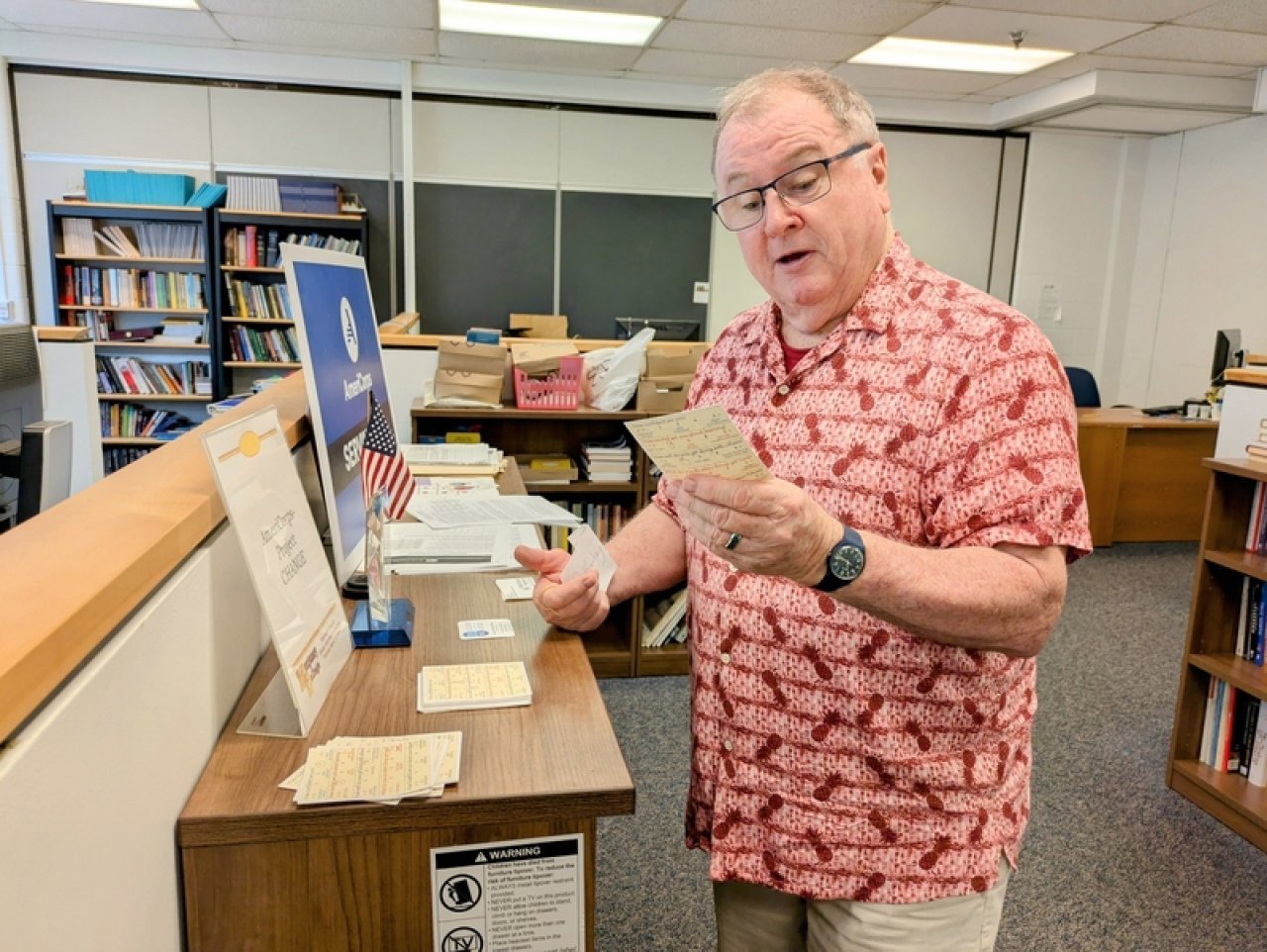 Paul Costello reads student self-assessments of their confidence levels, hopefulness and excitement for learning at Sligo Middle School in Silver Spring, Maryland.