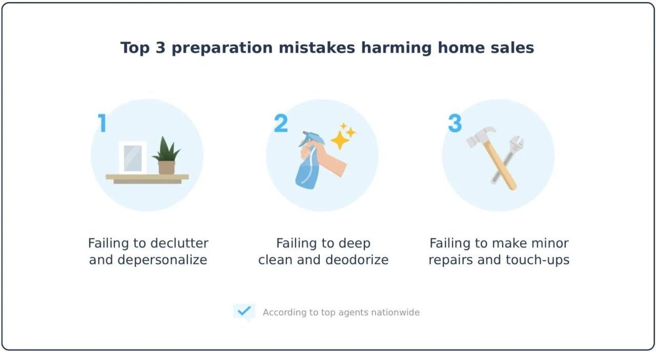 Infographic on the top 3 preparation mistakes harming home sales.