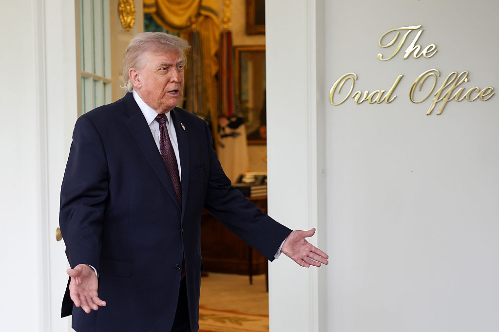 President Trump Speaks To Press Outside The Oval Office