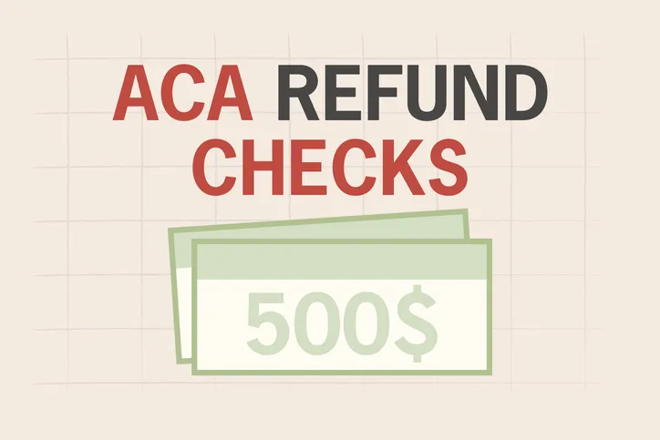 ACA refund checks with a five hundred dollar currency amount.