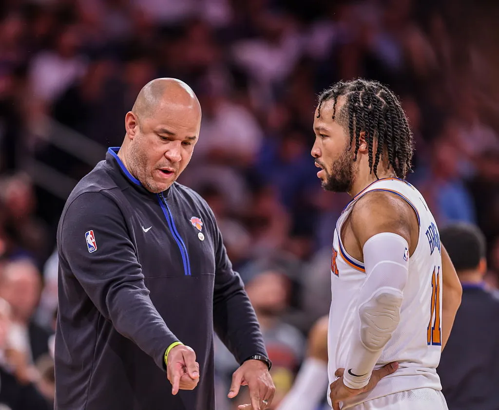 NY Knicks assistant coach Rick Brunson with his son Jalen Brunson