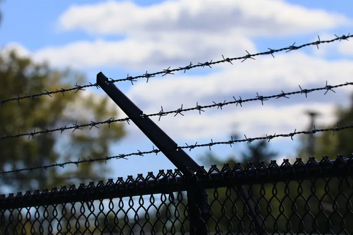Barbed wire protection fence