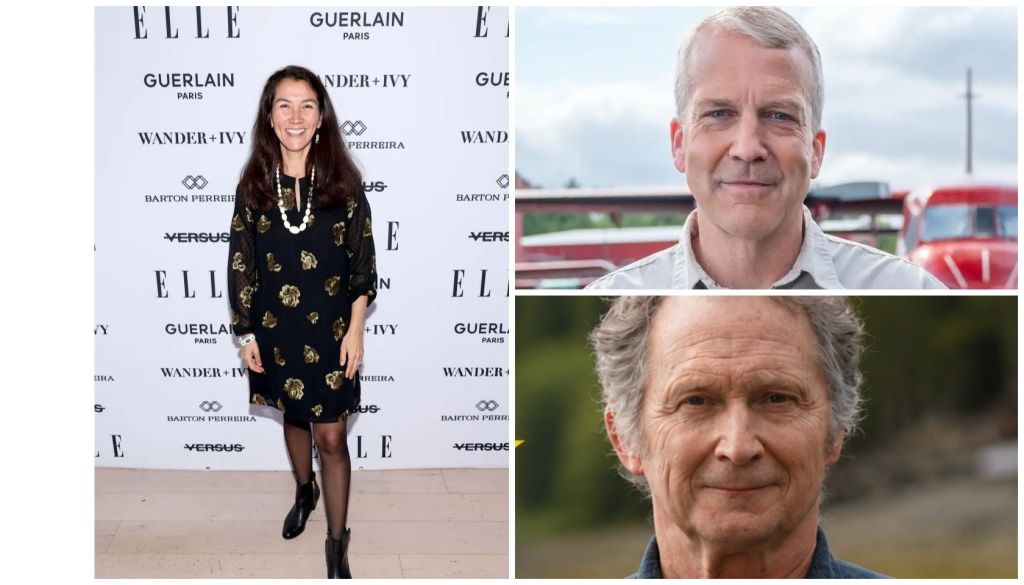 Collage showing a woman at an ELLE event with Guerlain and Wander+Ivy branding, and two men in outdoor settings.